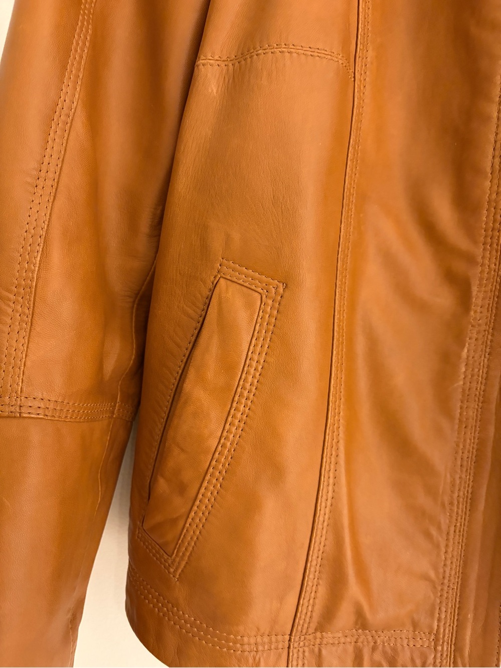 Quince Cognac Leather Zip Jacket - Picture 3 of 6